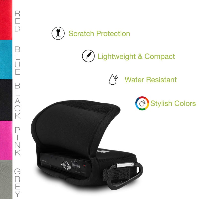 MegaGear ''Ultra Light'' Neoprene Camera Case Bag with Carabiner for Panasonic Lumix DC-ZS80, DC-ZS70, DMC-ZS100, DC-TZ95, DC-TZ90, DMC-TZ100 (Black) - Image 5